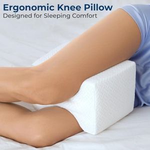 Memory Foam Kniekussen - Ergonomische Beenondersteuning voor Zijslapers, Verlichting van Ischias- en Heuppijn, Antislip, Machinewasbare Hoes - Wit