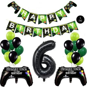 Snoes Mega Game Gamers Helium Verjaardags Ballonnen Feestdecoratie Black Cijfer Ballon nr 6