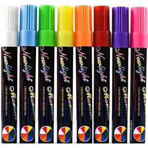 Krijtstiften set 8 stuks– Multicolor- krijtbord stift – porselein marker – raamstift - punt (6mm)