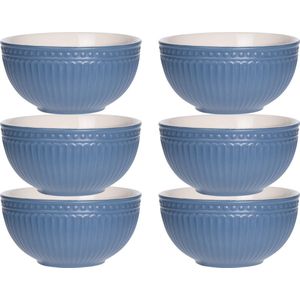 Excellent Houseware Soepkommen/serveer schaaltjes - 6x - Roman Style - D14 x H7 cm - nacht blauw