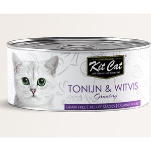 Kit Cat Tonijn & Witvis 24x80gram - Graanvrij - Kattenvoer Natvoer - Kattenblikjes