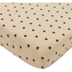 Meyco Baby Sweet Heart Hoeslaken Wieg - Soft Sand/Black - 40x80/90cm