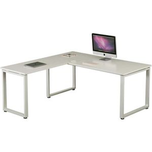 Hoekbureau XL Workspace - wit spaanplaat - gepoedercoat stalen frame - kantoormeubilair - werkplek bureau Hoekbureau