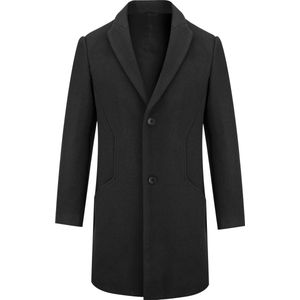 Allthemen Heren Lang Wollen Overcoat Klassieke Jas - Warme Winter Jassen - XS