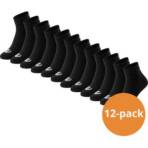 Vinnie-G Quarter Sokken Zwart - 12 paar Zwarte Enkel sokken - Unisex - Maat 43/46