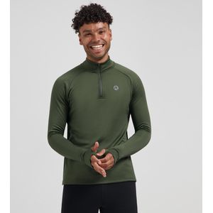 Rogelli Essential Heren Hardloopshirt Lange Mouwen - Sportshirt met Rits - Groen