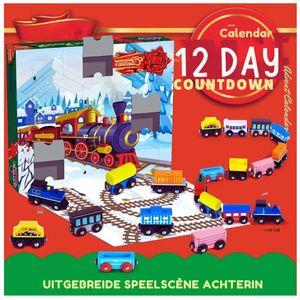 Kerst Adventskalender 2024 - 12 Dagen Aftelkalender Met Houten Treinauto's - Magnetische Treinsets Voor Jongens - Kinderen - Feestartikelen - Klasprijzen