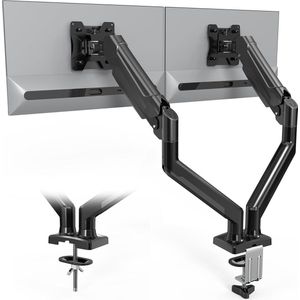 Volledig Verstelbare Monitor Arm voor 2 Schermen tot 32 Inch - Ergonomische Monitorhouder met Gasveer - VESA 75/100 Compatibel