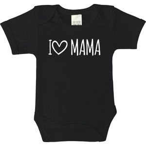 Baby rompertjes - I love mama - maat 80 - korte mouwen - baby - baby kleding jongens - baby kleding meisje - rompertjes baby - rompertjes baby met tekst - kraamcadeau meisje - kraamcadeau jongen - zwanger - stuks 1 - zwart