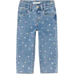 NAME IT NMFBELLA MOM SHAPED JEANS 3555-ON NOOS Meisjes Jeans - Medium Blue Denim Hearts