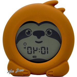 Mrs. Jones Sloth Clock kinderwekker met slaaptrainer - daglicht- en nachtlichtmodus - bruin eenheidsmaat .