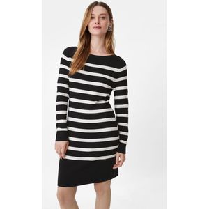 Comma Gestreepte Fijngebreide Jurk Zwart/Wit