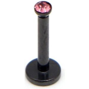 Zwart Met Steen - Tragus / Helix / Labret Piercing