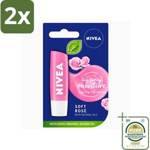 Nivea - Lippenbalsem - Soft Rose - Natuurlijke Olie - 5,5 g - Voordeelverpakking - 2 stuks - Lippenbalsem - Hydratatie