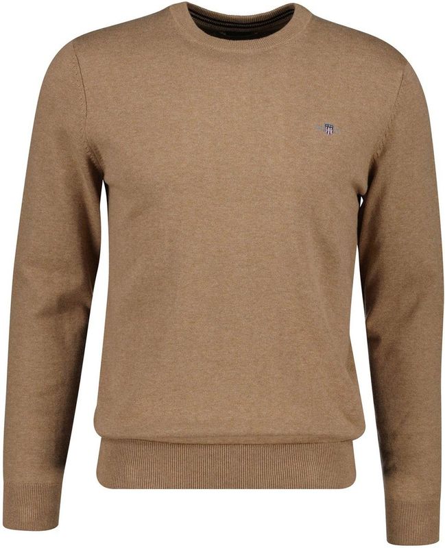 GANT - Klassieke C-hals - Donker Sand Melange - Sweater