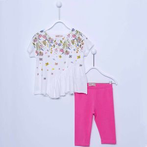 alisé Katoenen meisjes set met bloemenprint  Roze