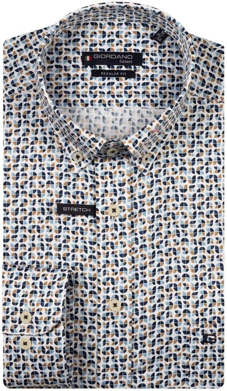 Giordano - Overhemd - Blauw - Lange Mouw