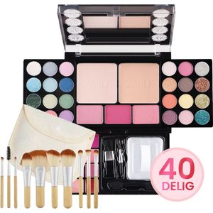 Diamond Beauty Box met Spiegel – Kleine Make Up set voor Meisjes – Kinder Make Up Gevuld - Met Spiegel en Kwasten, Voor Onderweg & Als Cadeau – Veganistische Cosmetica – Extra Klein