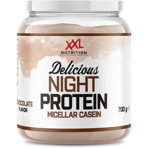 XXL Nutrition - Delicious Night Protein - 100% Micellar Caseïne Eiwit - Eiwitpoeder Proteïne Shake - Eiwitgehalte 79% - Chocolade - 700 Gram