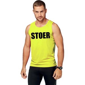 Neon geel sport shirt/ singlet Stoer heren S