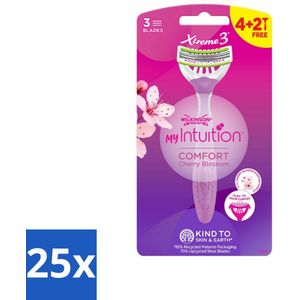 25 x Wilkinson - Wegwerpscheermesjes - Xtreme 3 My Intuition - Comfortabel - 6 mesjes - Wegwerpscheermesjes - Vrouwelijke Scheermesjes - Comfortabele Scheermesjes - Zachte Scheermesjes - Huidverzorging