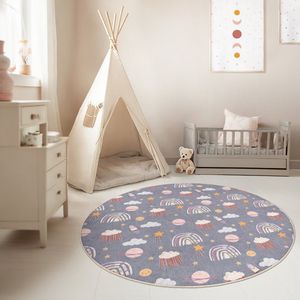 Kinderkamer Vloerkleed Rond Tapijt|Educatieve kindertapijten|Antislip Kindervloerkleed|Kinderen Tapijt Decor|Speelkleed|Kleurrijk kindervloerkleed|Ruimteavontuur
