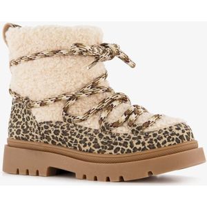 Blue Box gevoerde meisjes teddy boots met luipaardprint - Beige - Maat 33