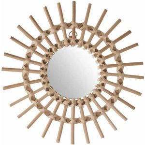 Atmosphera Wandspiegel - rond - rotan - D30 cm - bohemian/boho spiegel