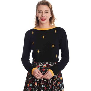 Banned - Star Strike Gebreide trui - M - Zwart/Geel