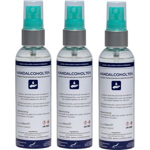Handalcoholspray 70% - 100 ml met groene verstuiverdop - set van 3 Stuks