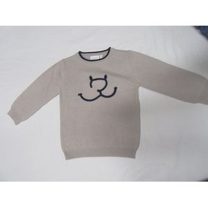 noukie's , jongens ,trui , beige met marine , fijn gebreid , 2 jaar  92