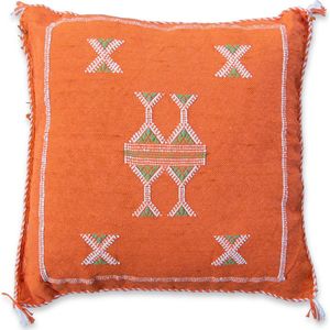 Cactus zijde kussen - Sabra - Handgemaakt & Uniek Sierkussen - 50 cm x 50 cm - Oranje