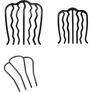 Haarkam - Vintage haaraccessoire voor dames - Zwart - 3 stuks