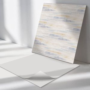 Wallfluent Vinyl Wandpaneel - Abstracte textuurstrepen Wandpaneel PVC - 50 cm x 50 cm - Beige Vinyl Wandpaneel - Set van 4 - Vierkant Wandbekleding Vinyl - Texturen Wandpaneel - Zelfklevend Wandpaneel - Wandpaneel Keuken en Badkamer