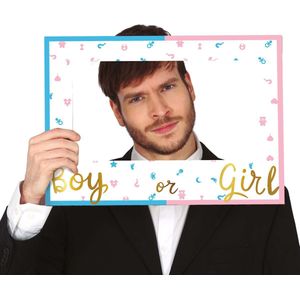 Fiestas gender reveal foto frame - 2x stuks - boy or girl - babyshower thema feest - foto prop