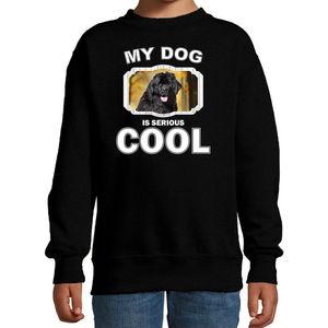 Newfoundlander  honden trui / sweater my dog is serious cool zwart - kinderen - Newfoundlanders liefhebber cadeau sweaters - kinderkleding / kleding 98/104