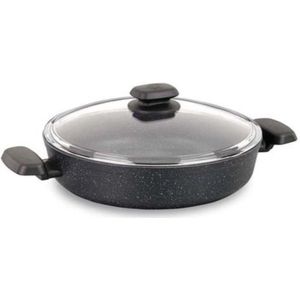Korkmaz-A1843 - Braadpan - Inductie - 24cm - Glazen Deksel - 2,5L - Graniet