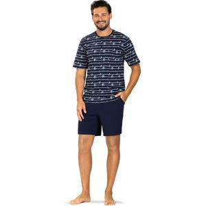 Comte - Heren Shortama - Zomer - Katoen - Palm Stripes Blue - Maat M