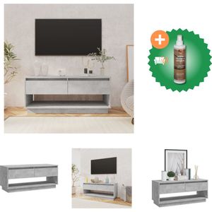 vidaXL Tv-meubel 102x41x44 cm spaanplaat betongrijs - Kast - Inclusief Houtreiniger en verfrisser