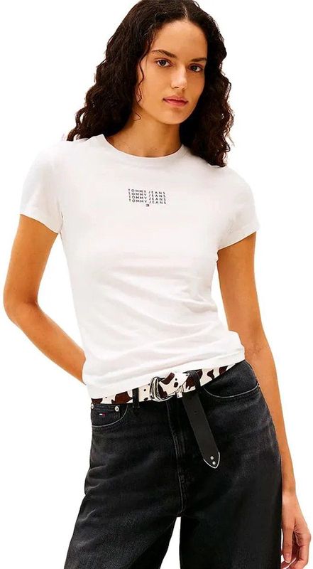 Tommy Jeans Dw0dw21841 T-shirt Met Korte Mouwen Wit XS Vrouw