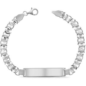 Juwelier Emo - Graveerarmband Platte Koningschakel plaat 8.2 mm - 20 cm - Zilver 925