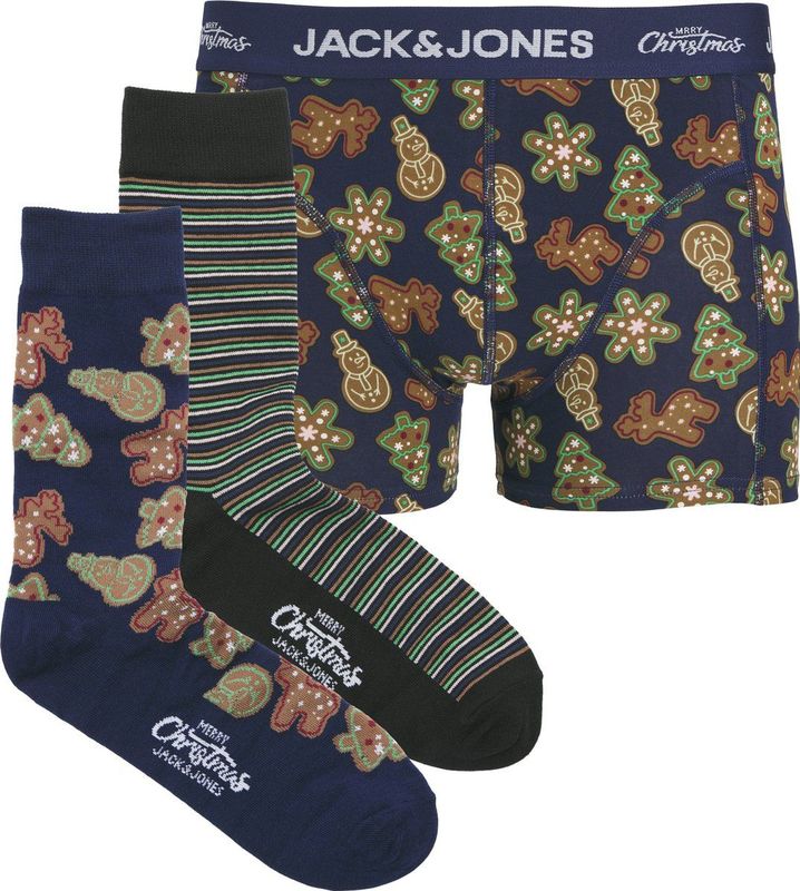 Jack & Jones heren giftbox 3P boxer & sokken gingerbread multi