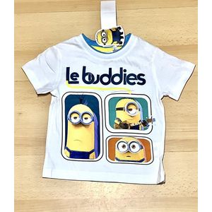 Minions T-shirt - Le Buddies - wit - maat 98/104 (4 jaar)
