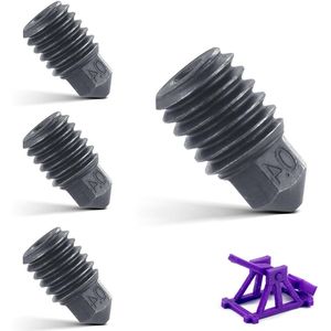 Allecto Plus - 4 stuks Gehard Staal Mondstukken - 3D-printer Accessoires voor Hoge Temperatuur Extruderkop - Vervangbare Mondstukken - Universele Fitting.