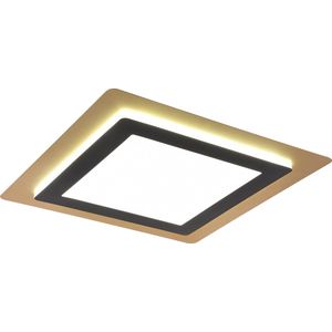 LED Plafondlamp - Torna Groan - 46W - Aanpasbaar kleur - Dimbaar - Vierkant - Zwart Goud - Metaal
