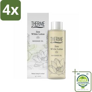 Therme - Zen White Lotus - Massageolie - Hydraterend - Verzorgend - 125ml - Voordeelverpakking - 4 stuks - Massageolie - Ontspanningsmassage