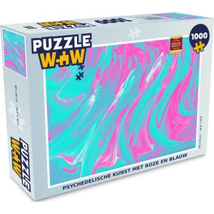 Puzzel Kunst - Roze - Blauw - Psychedelisch - Legpuzzel - Puzzel 1000 stukjes volwassenen