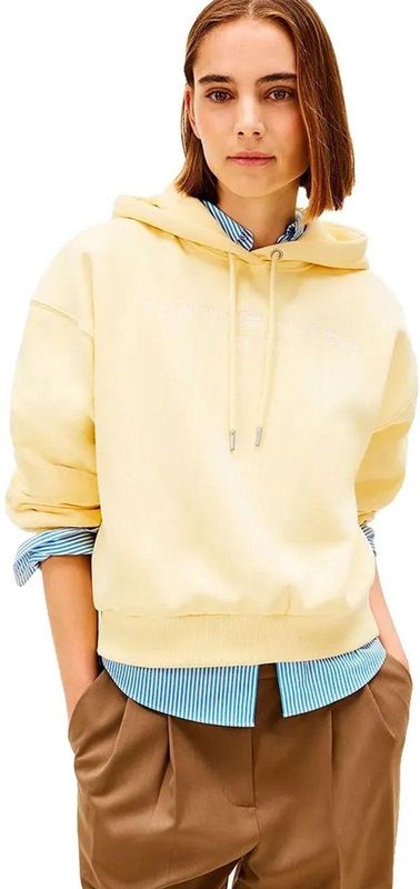 TOMMY HILFIGER - Sweatshirt - Pasteelgeel - Capuchon met Trekkoord