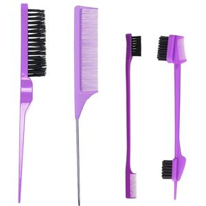 Slanke borstelset voor haar - veelzijdig - 3 stuks - paars