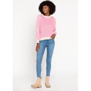 LolaLiza Gestreepte trui - Dark Pink - Maat S
